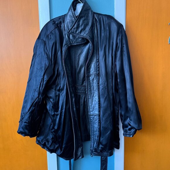 Lane Bryant Black Leather Jacket Belted Womens Size 22/24 Short MOTO Biker - Picture 13 of 16